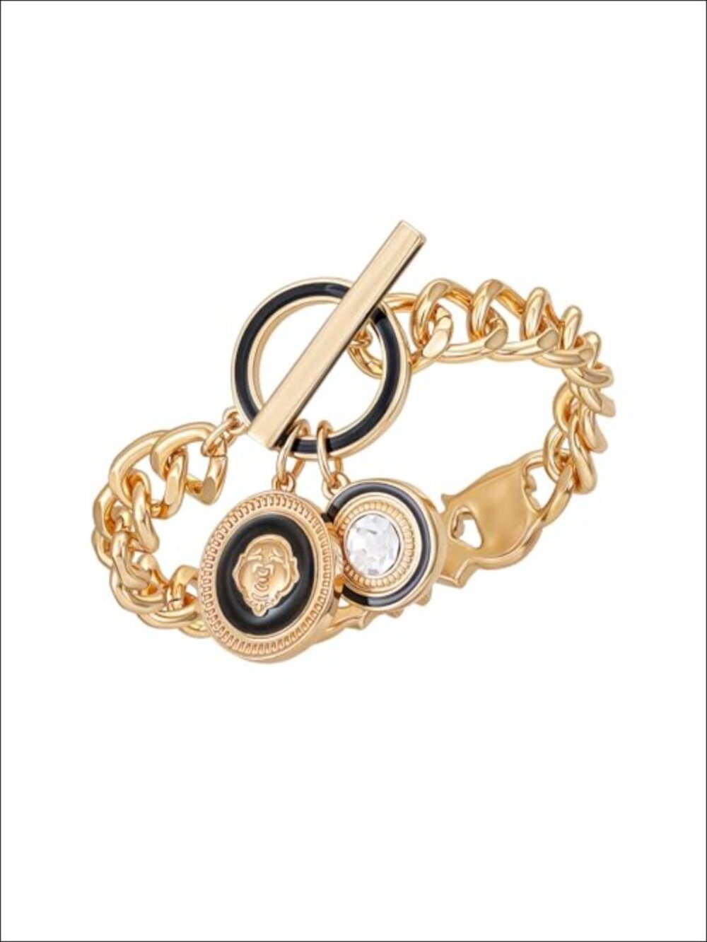 Gold-Tone Chain Charm Bracelet with Toggle Clasp